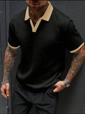 Manfinity Homme Men's Contrast Color Short Sleeve Knit Polo Shirt