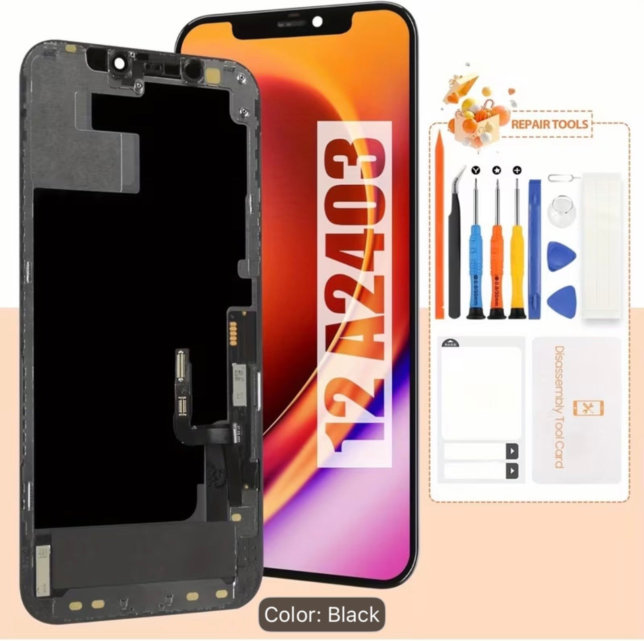 Screen for iPhone 12 Screen Replacement for iPhone 12 Pro LCD Screen A2403, A2172, A2407, A2341 3D
Touch Display Digitizer Assembly Repair Parts Black