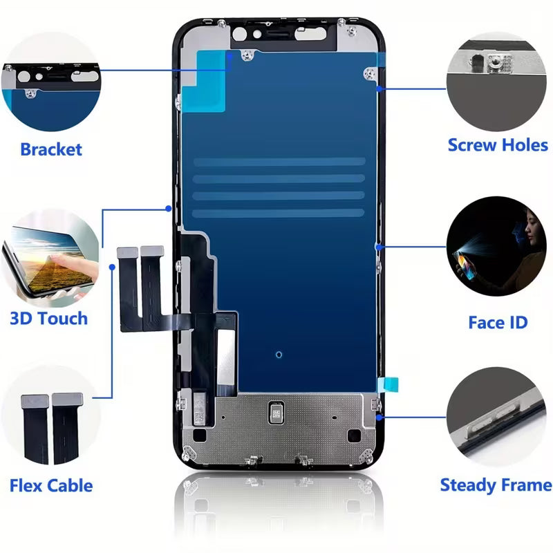 For IPhone 11 Screen Replacement, Touch Digitizer Replacement With Repair Tool Kit + Magnetic Screw Pads + Screen Protector + Frame Adhesive (Black)