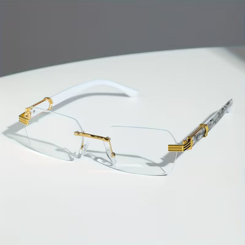 1 Pair of Retro Irregular Frame Men'S And Women'S Universal Glasses - Transparent Frameless Lenses