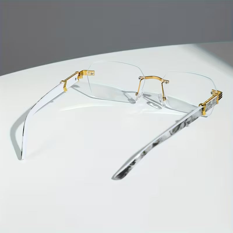 1 Pair of Retro Irregular Frame Men'S And Women'S Universal Glasses - Transparent Frameless Lenses