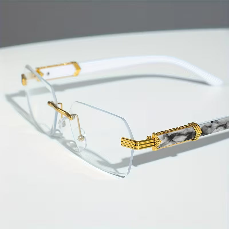 1 Pair of Retro Irregular Frame Men'S And Women'S Universal Glasses - Transparent Frameless Lenses