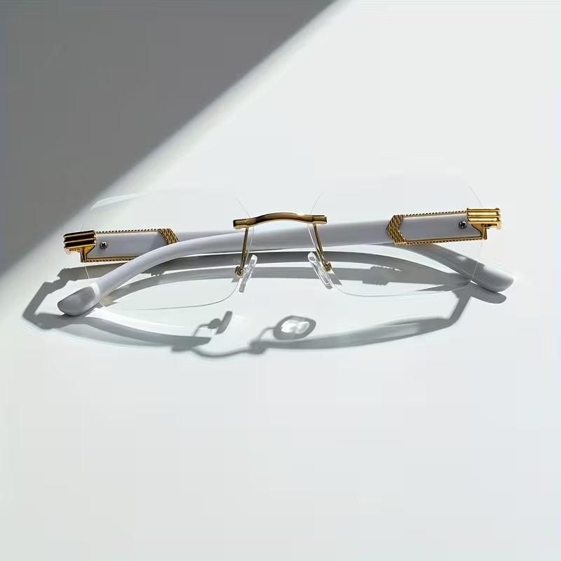 1 Pair of Retro Irregular Frame Men'S And Women'S Universal Glasses - Transparent Frameless Lenses