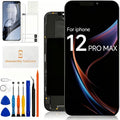 For iPhone 12 Pro Max Screen Replacement A2411 Touch Screen Replacement A2342 LCD Display A2410 Touch Digitizer Assembly A2412 Repair Parts Kit (Black)