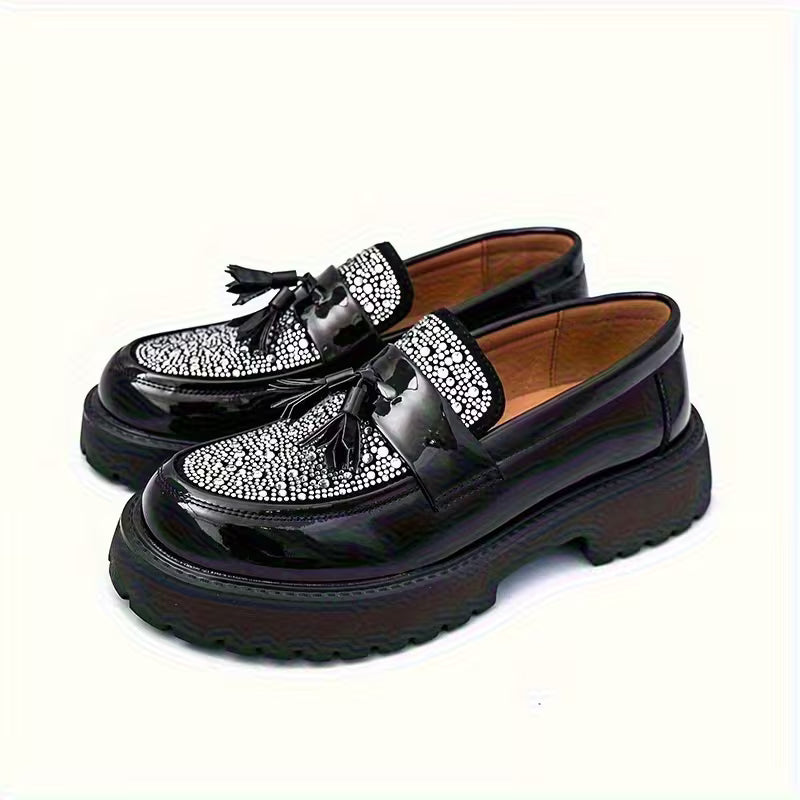 Men' s Western Wedding Sneakers Men' s Fashion rhinestone nail tailcoat Sneakers Dress Party Shoes