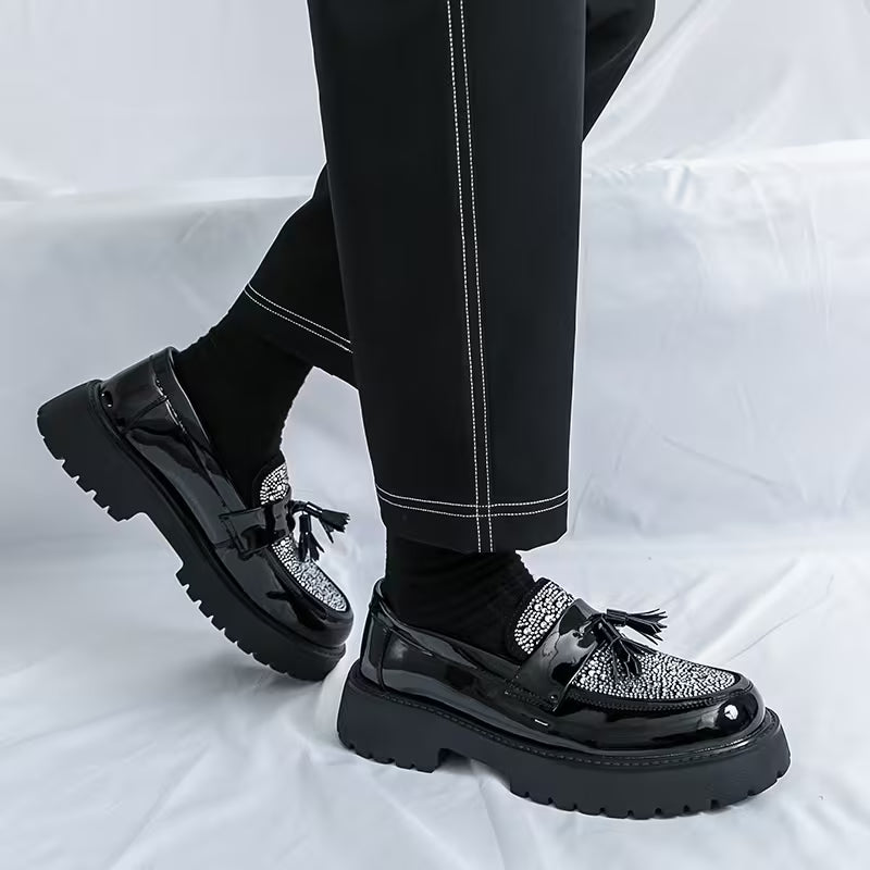 Men' s Western Wedding Sneakers Men' s Fashion rhinestone nail tailcoat Sneakers Dress Party Shoes