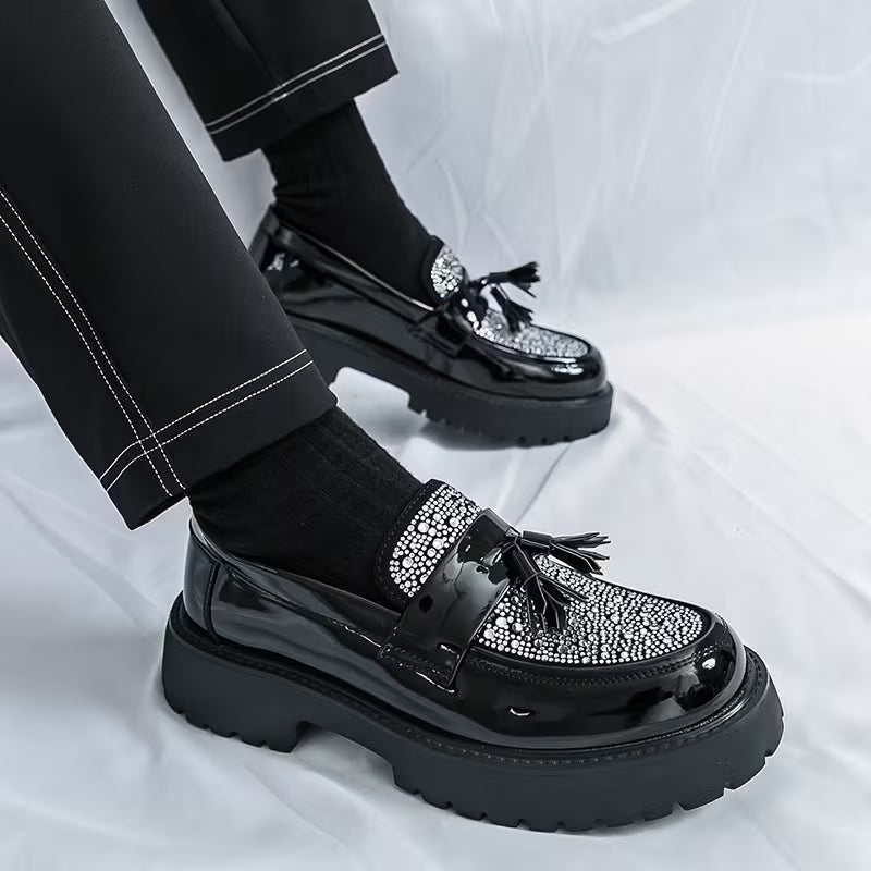 Men' s Western Wedding Sneakers Men' s Fashion rhinestone nail tailcoat Sneakers Dress Party Shoes