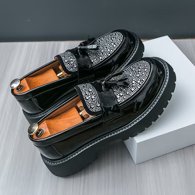 Men' s Western Wedding Sneakers Men' s Fashion rhinestone nail tailcoat Sneakers Dress Party Shoes